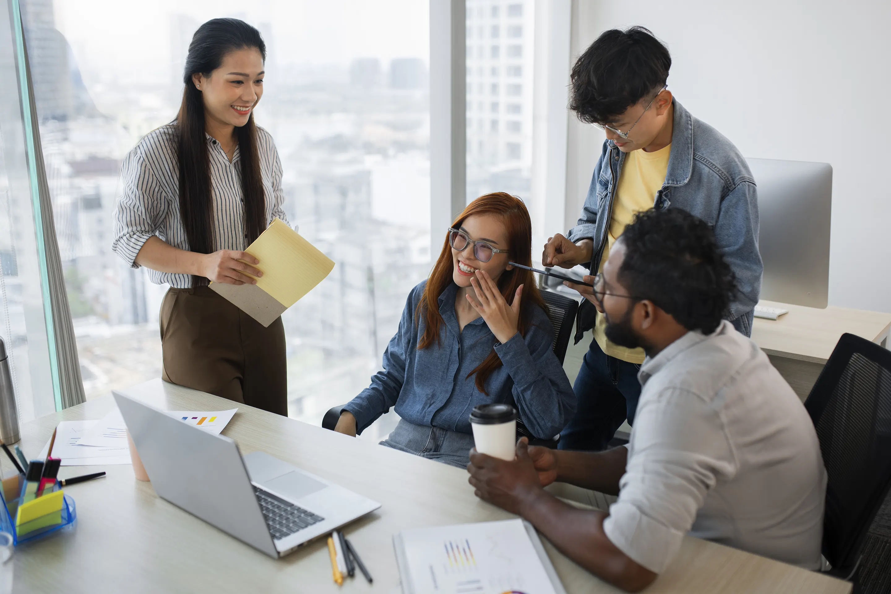 Employees working together in an office